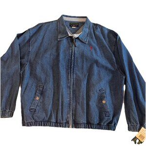 NWT Vintage EAGLES RIDGE 19th Hole Denim Jacket XL Golf Zip Preppy Grandpa Dad